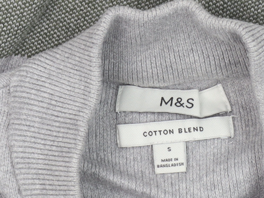 Marks and Spencer Men's Grey Full Zip Jumper, S