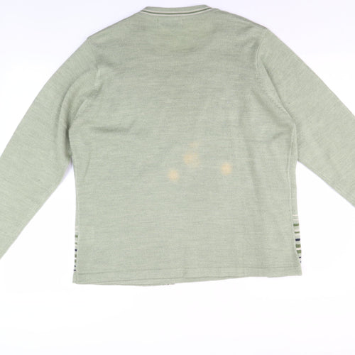 Honor Millburn Women's Green Cardigan Medium Striped Knit