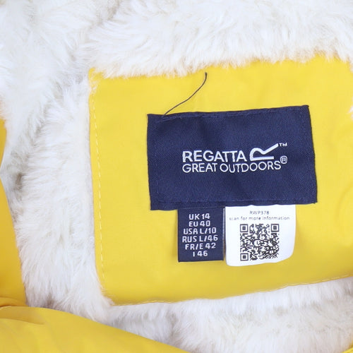 Regatta Women's Yellow Rain Coat Size 14 Hooded Waterproof