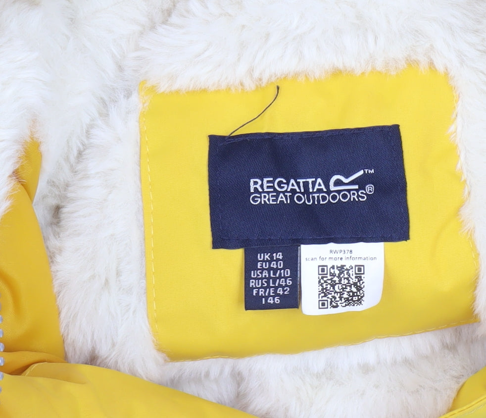 Regatta Women's Yellow Rain Coat Size 14 Hooded Waterproof