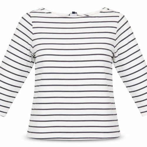 Crew Clothing Co Women’s White Striped Boat Neck Top