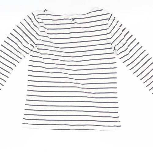 Crew Clothing Co Women’s White Striped Boat Neck Top