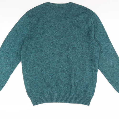 Maine Men's Green V-Neck Pullover Jumper, L