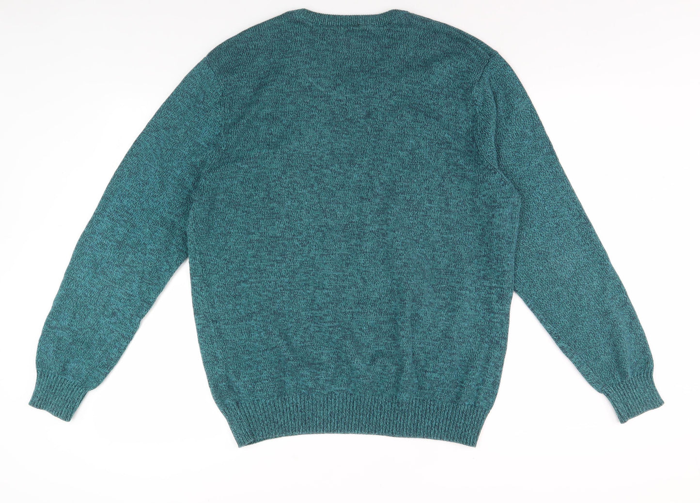 Maine Men's Green V-Neck Pullover Jumper, L