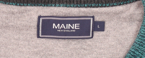 Maine Men's Green V-Neck Pullover Jumper, L