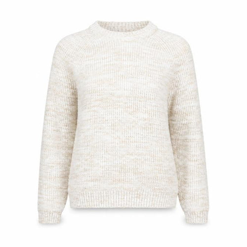Hollister Women's Beige Crew Neck Chunky-Knit Jumper S