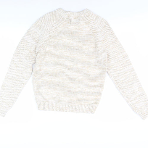 Hollister Women's Beige Crew Neck Chunky-Knit Jumper S