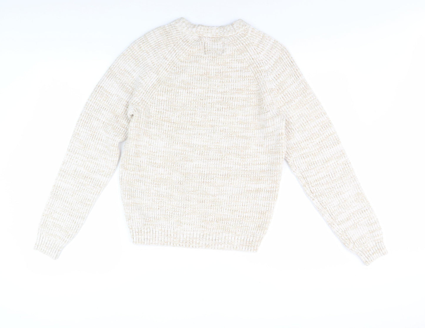 Hollister Women's Beige Crew Neck Chunky-Knit Jumper S