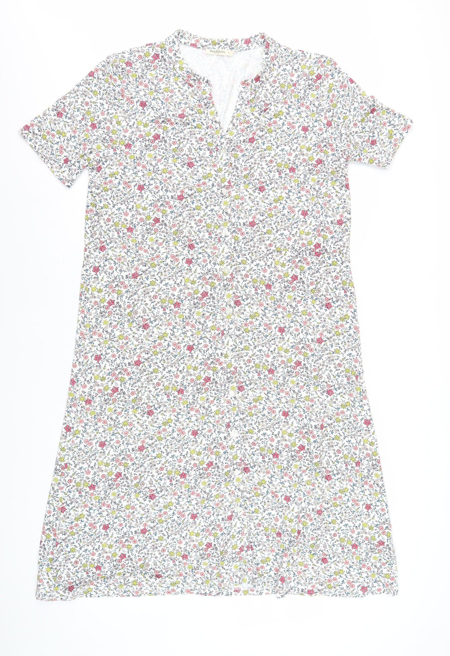 WoolOvers Women's Floral Knit Dress, Multicoloured, Size L