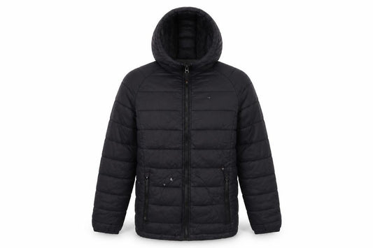 Front view of Karrimor boys’ black puffer jacket 11-12 years winter