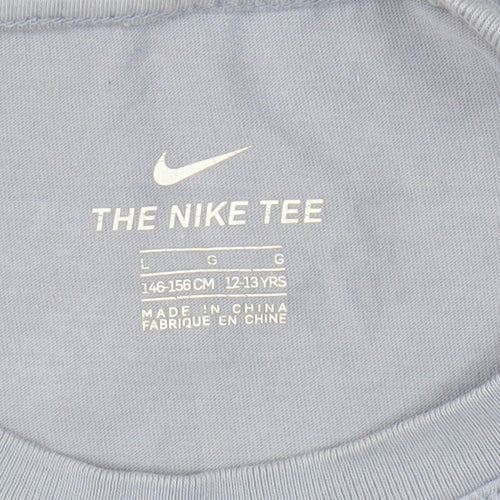 Nike Girls Blue Graphic Print T-Shirt L