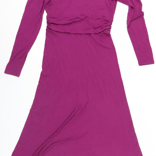 Boden Women's Purple V-Neck Ruched Dress Size 10