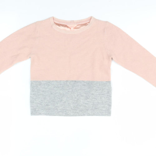 Jigsaw Junior Girls Pink & Grey Colourblock Pullover Jumper 4-5 Years