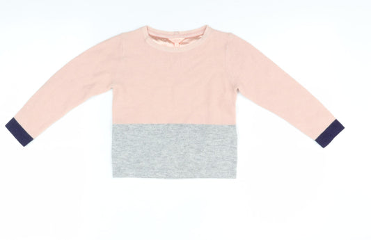 Jigsaw Junior Girls Pink & Grey Colourblock Pullover Jumper 4-5 Years