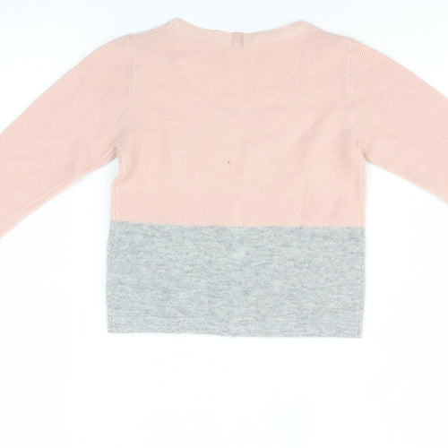 Jigsaw Junior Girls Pink & Grey Colourblock Pullover Jumper 4-5 Years