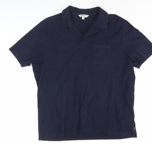 Marks and Spencer Men's Blue Cotton Polo Shirt L
