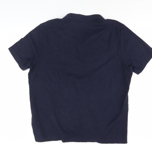 Marks and Spencer Men's Blue Cotton Polo Shirt L