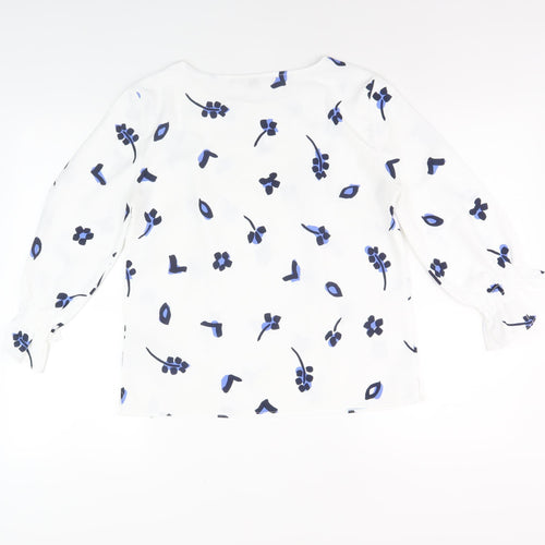 French Connection Women's White Floral Blouse, Size 8