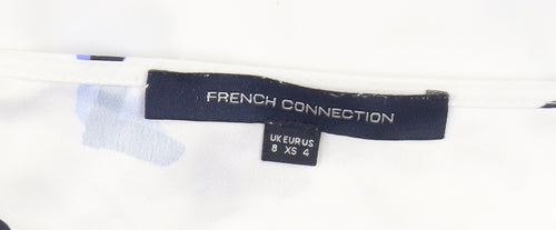 French Connection Women's White Floral Blouse, Size 8