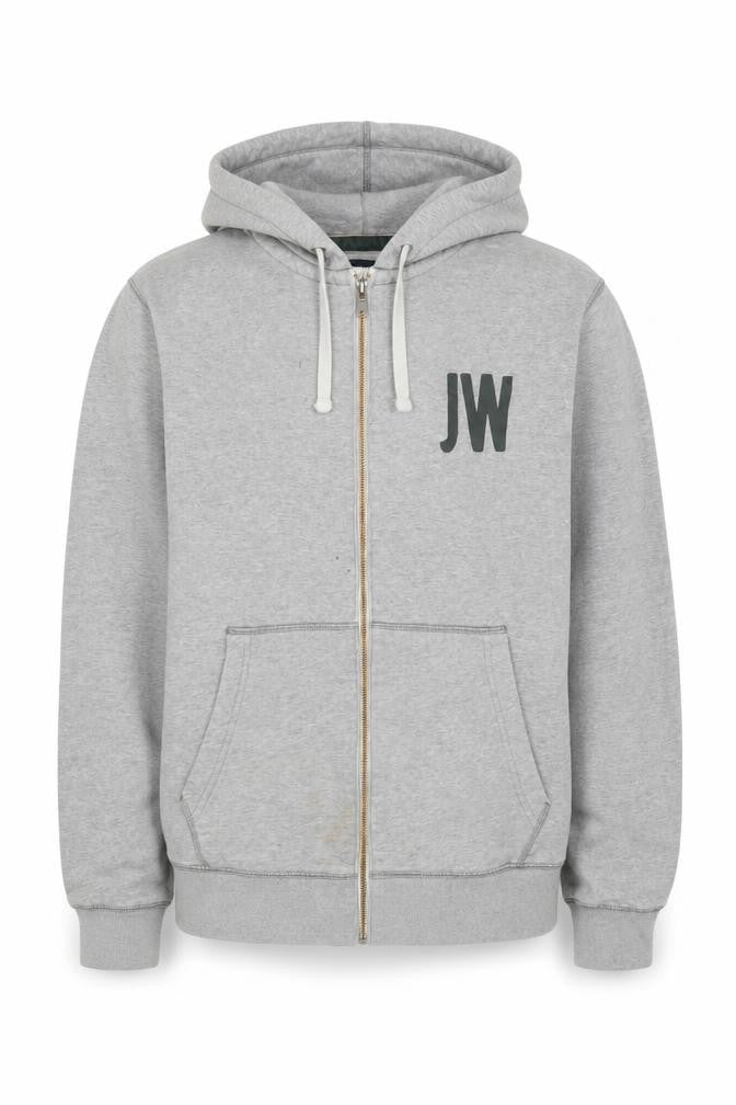 Front view of Jack Wills Men's Grey Full Zip Hoodie, M