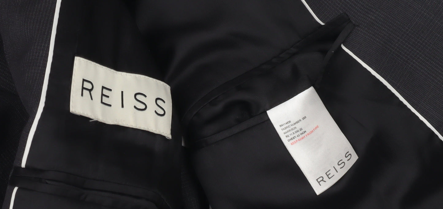 Reiss Men's Black Blazer, Size 42, Single-Breasted