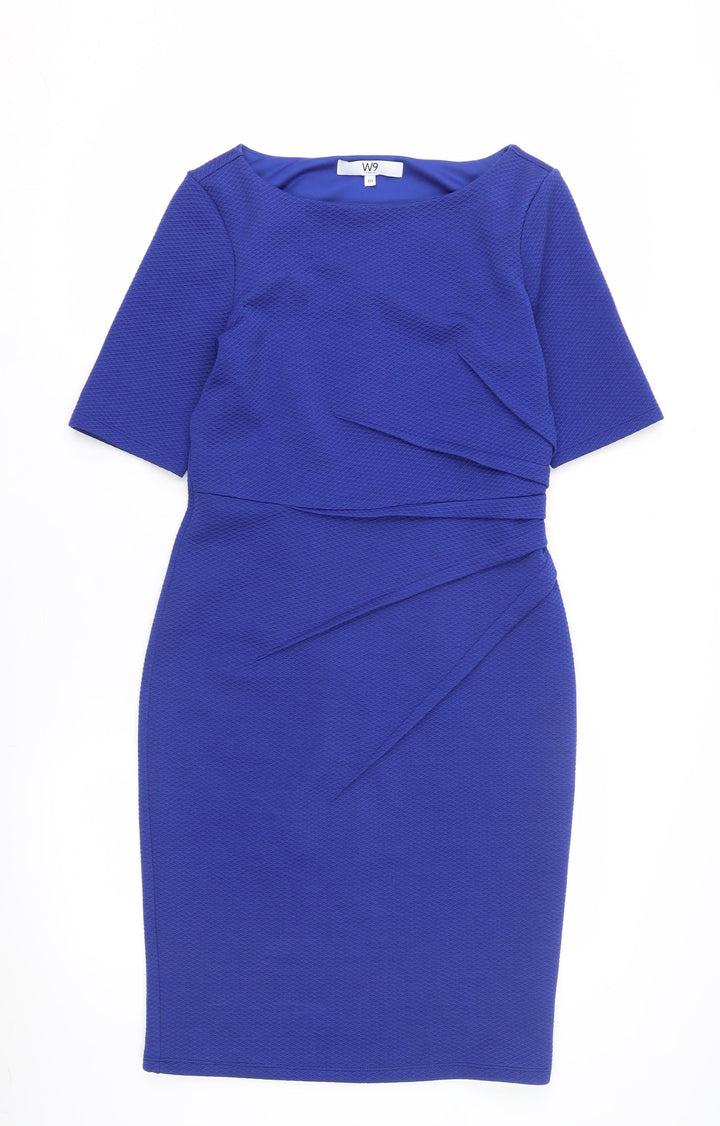 W9 Women's Blue Sheath Dress Size 10 Elegant Workwear