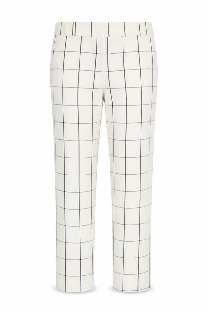 Front view of Banana Republic Women's White Check Trousers 2XS
