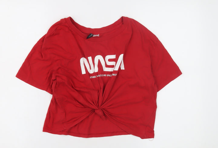 H&M Women's Red NASA Cropped T-Shirt Size 12