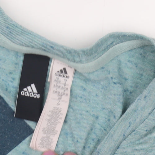 Adidas Women's Blue V-Neck T-Shirt Size 6