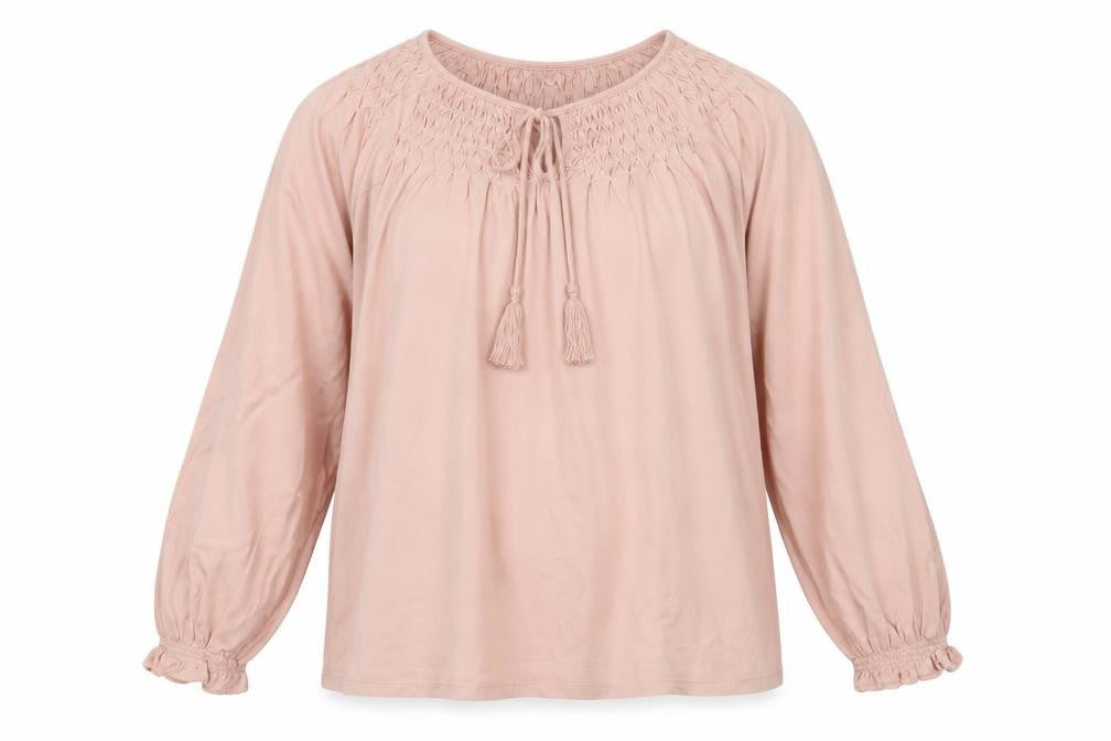 Front view of Laura Ashley Women's Pink Tunic Blouse, size 14