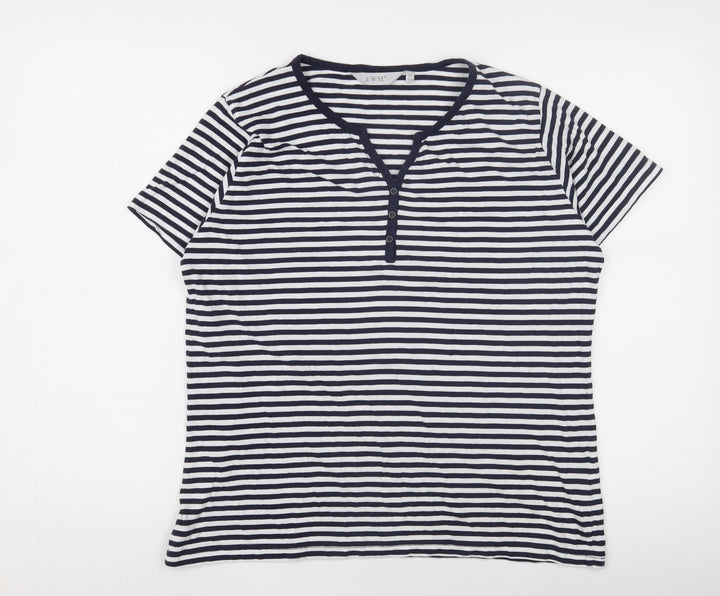 EWM Women's Multicoloured Striped T-Shirt, Size M, Casual