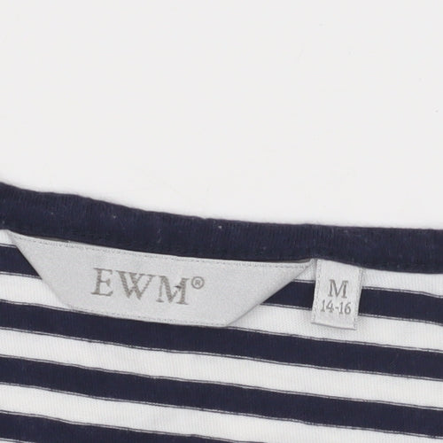 EWM Women's Multicoloured Striped T-Shirt, Size M, Casual