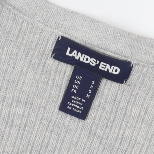 Lands' End Women's Grey V-Neck Pullover Jumper Size 8