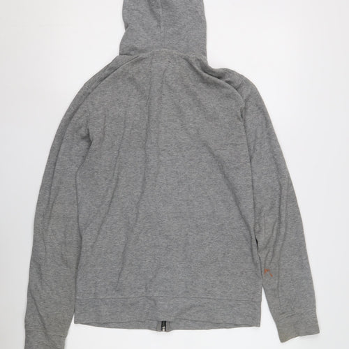AllSaints Men's Grey Hoodie Small Zip Cotton Blend