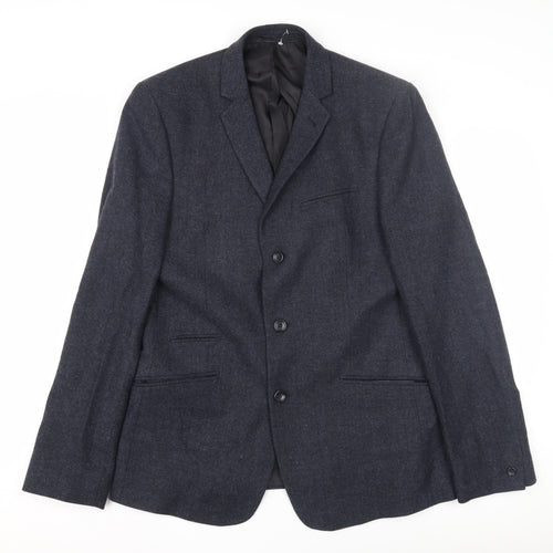 ASOS Men's Blue Wool Blazer, Size 40R, Herringbone