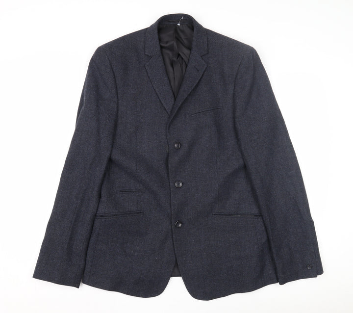 ASOS Men's Blue Wool Blazer, Size 40R, Herringbone
