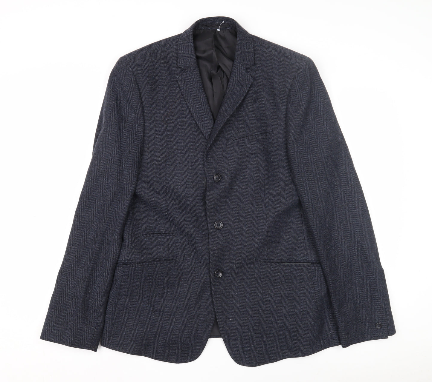 ASOS Men's Blue Wool Blazer, Size 40R, Herringbone