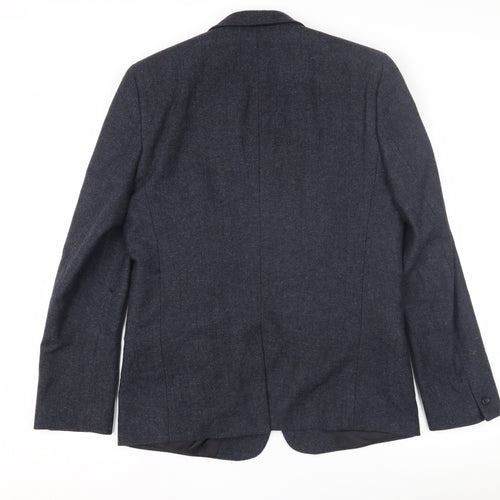 ASOS Men's Blue Wool Blazer, Size 40R, Herringbone