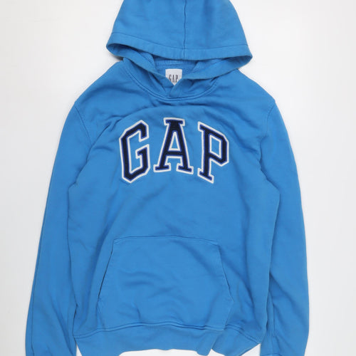 GAP Men's Blue Pullover Hoodie L - Logo, Fleece
