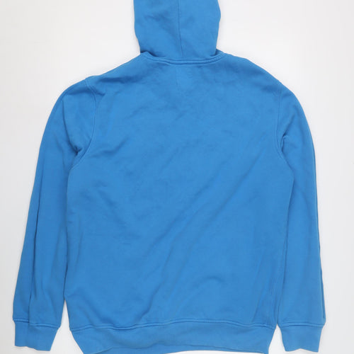 GAP Men's Blue Pullover Hoodie L - Logo, Fleece