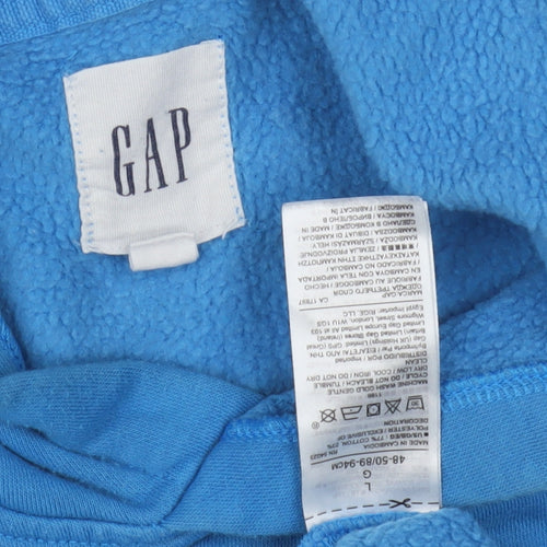 GAP Men's Blue Pullover Hoodie L - Logo, Fleece