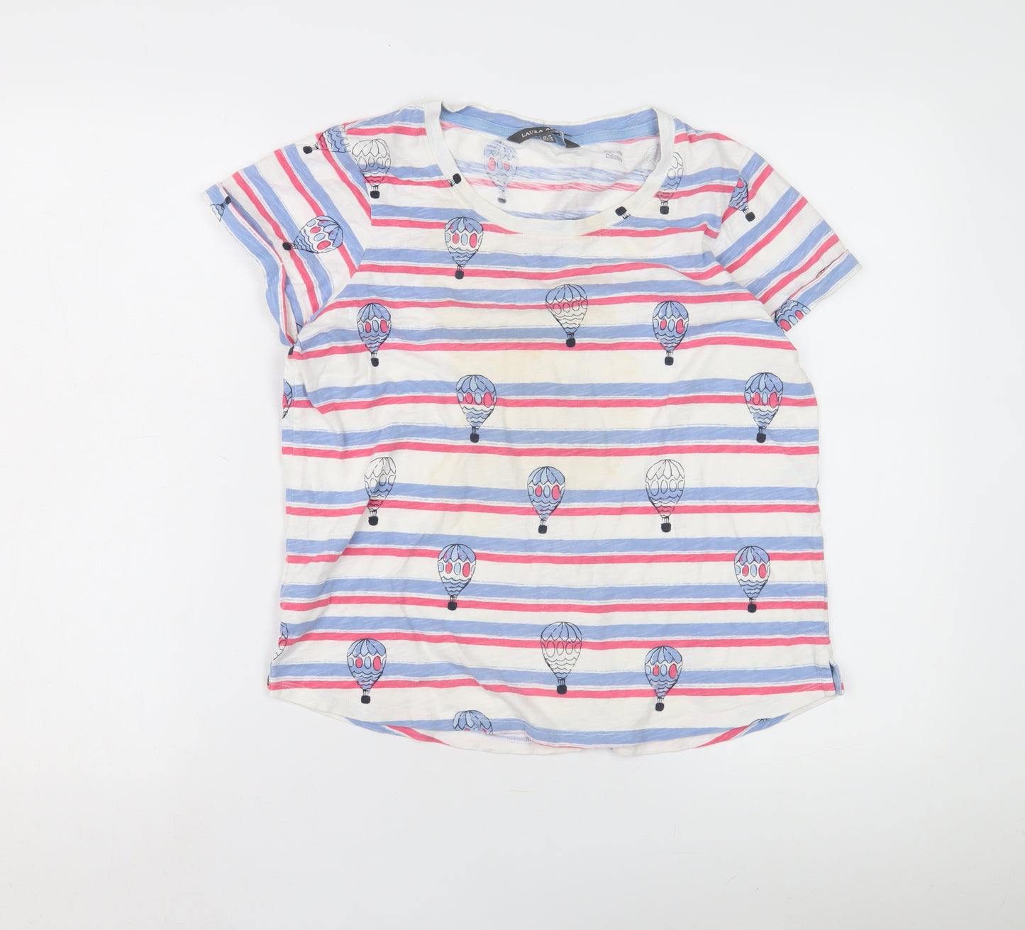 Laura Ashley Women's Multicoloured Striped T-Shirt Size 10