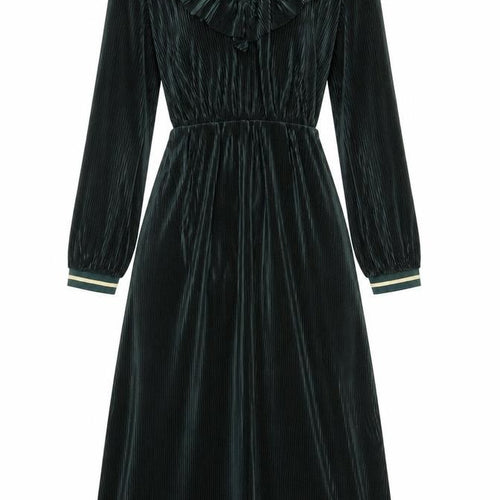 Purple's Paris Women Green M Ruffle Dress Long Sleeve