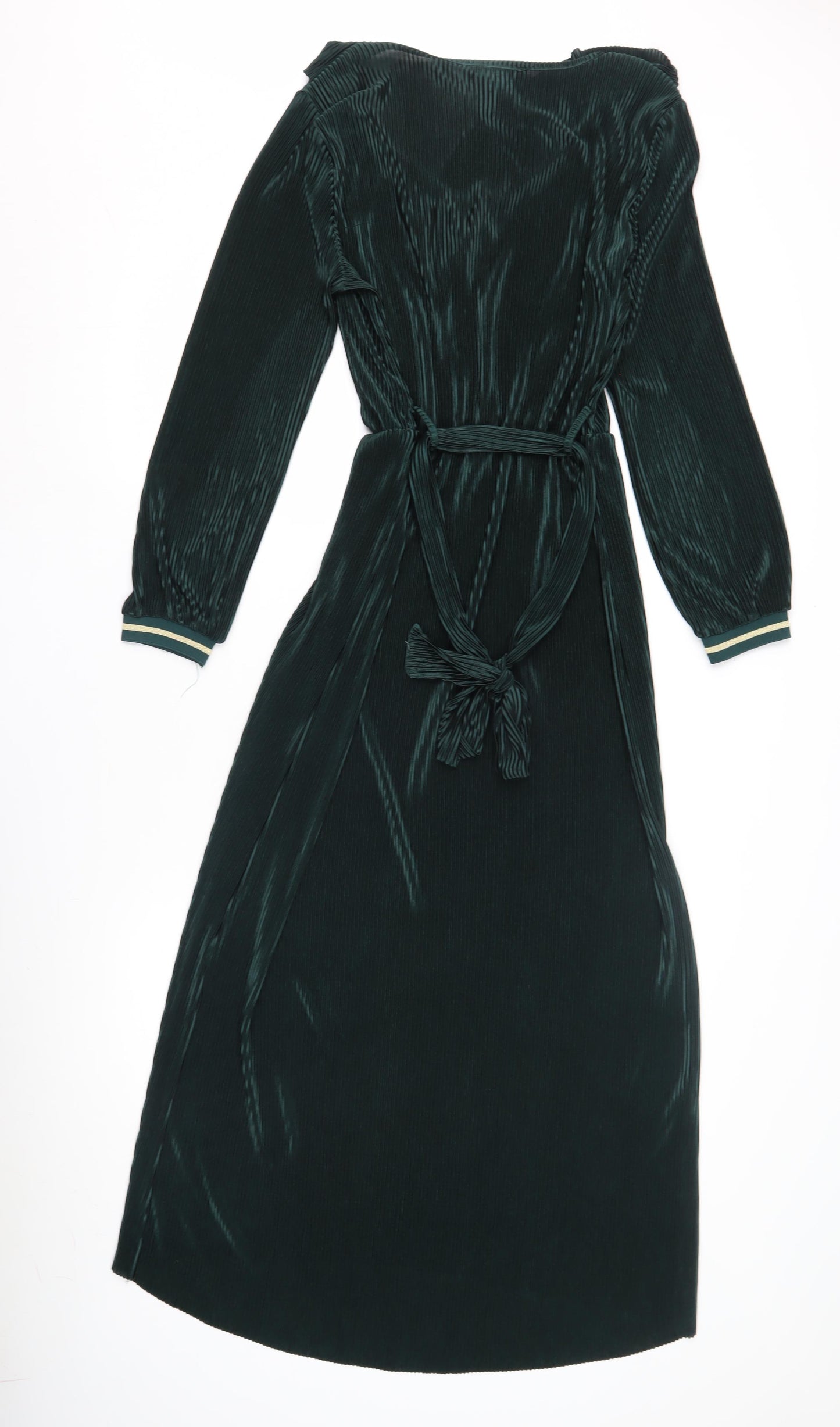 Purple's Paris Women Green M Ruffle Dress Long Sleeve