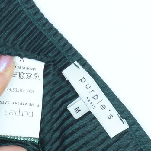 Purple's Paris Women Green M Ruffle Dress Long Sleeve