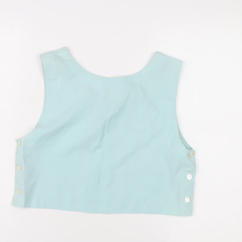 Laura Ashley Women's Blue Cotton Sleeveless Top, Size 10
