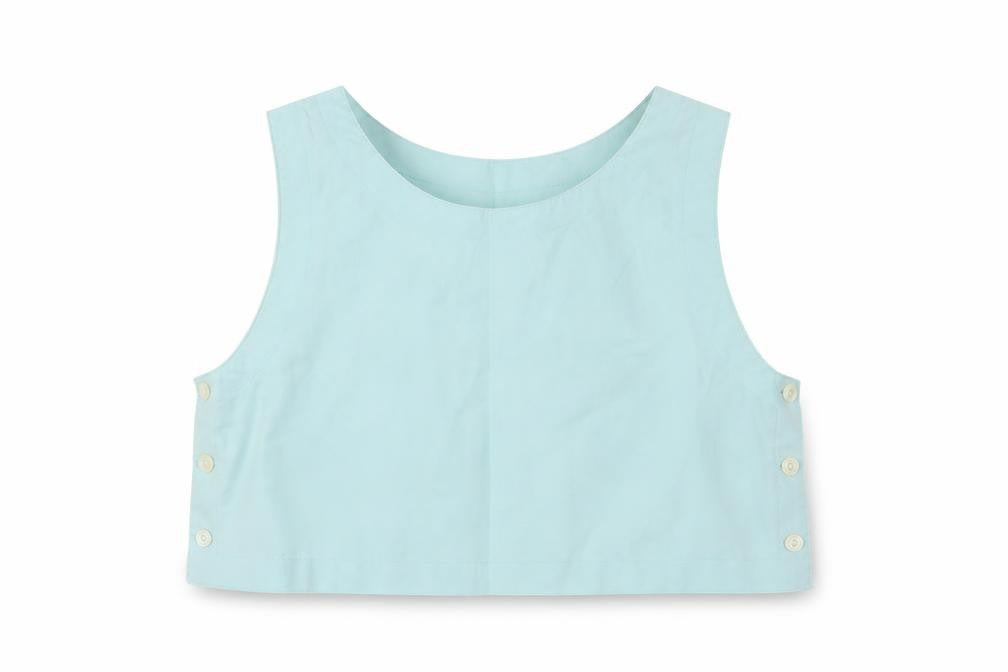 Front view of Laura Ashley Women's Blue Cotton Sleeveless Top, size 10