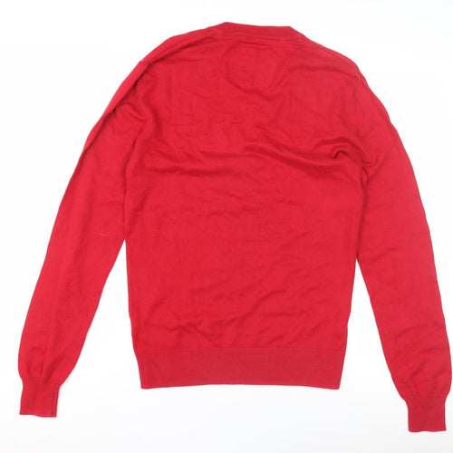 Jack Wills Men's Red Pullover Jumper, S, V-Neck, Logo