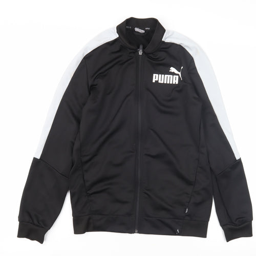 Puma Boys Black Track Jacket - Large, Hooded, Polyester