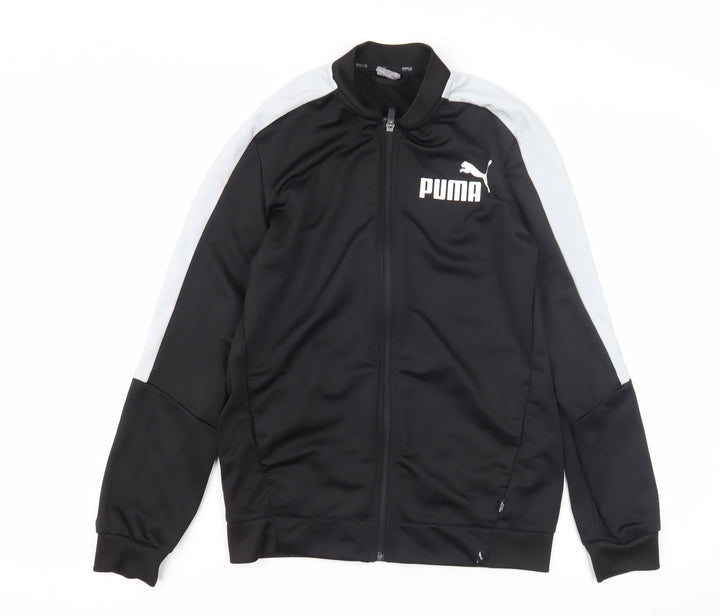 Puma Boys Black Track Jacket - Large, Hooded, Polyester